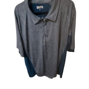 Duluth Trading Co Mens Grey Teal Space Dye Performance Zip Polo Shirt Size 3XL